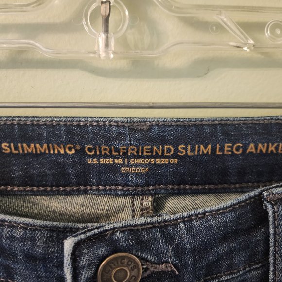 Chico's Girlfriend Slim Ankle Jeans, Chico's size 0, EUC - Picture 6 of 7